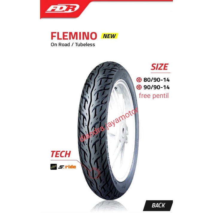 FDR SCOOTER MATIC FLEMINO TUBELES ( 80/90 - 90/90 - 100/90 RING 14 ) FREE PENTIL 100% ORIGINAL