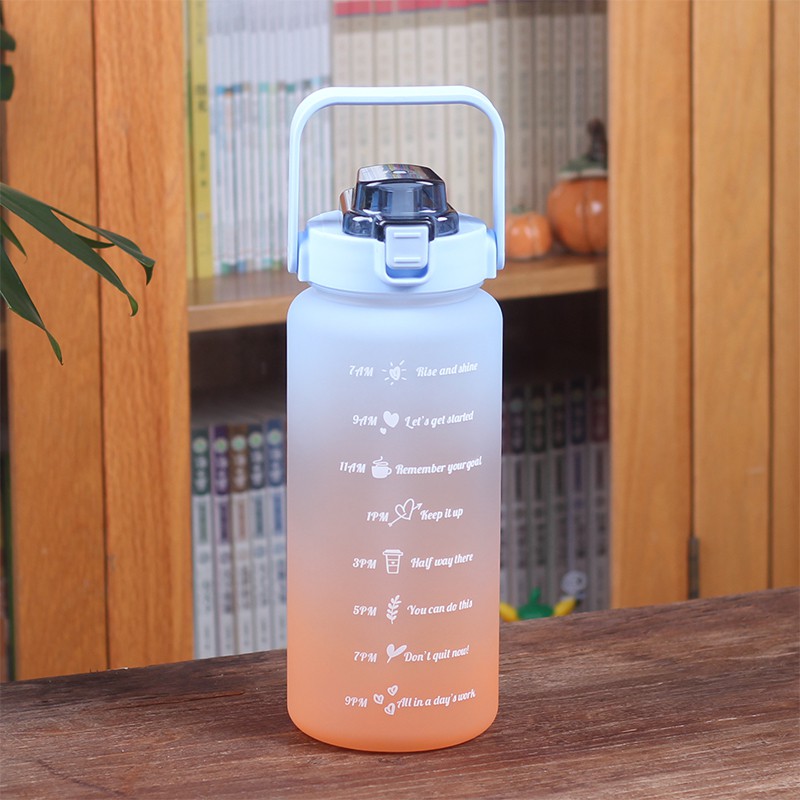 BOTOL MINUM MOTIVASI 2 LITER TUTUP FLIP BPA Free + SEDOTAN