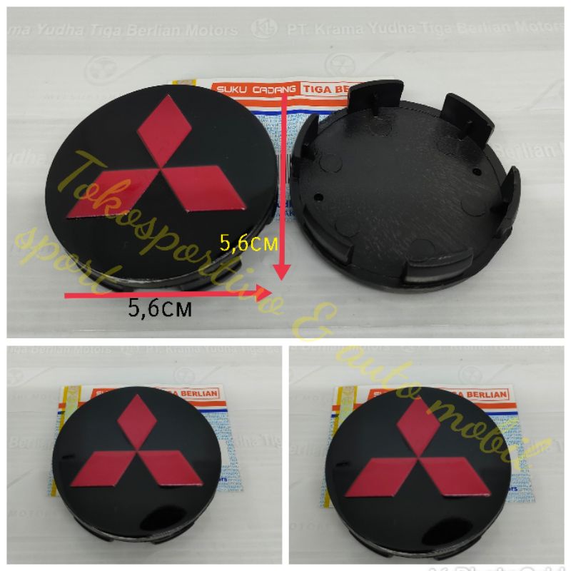 Dop roda tutup velg As roda ban Mitsubishi Xpander Pajero sport hitam+Logo merah Mitsubishi