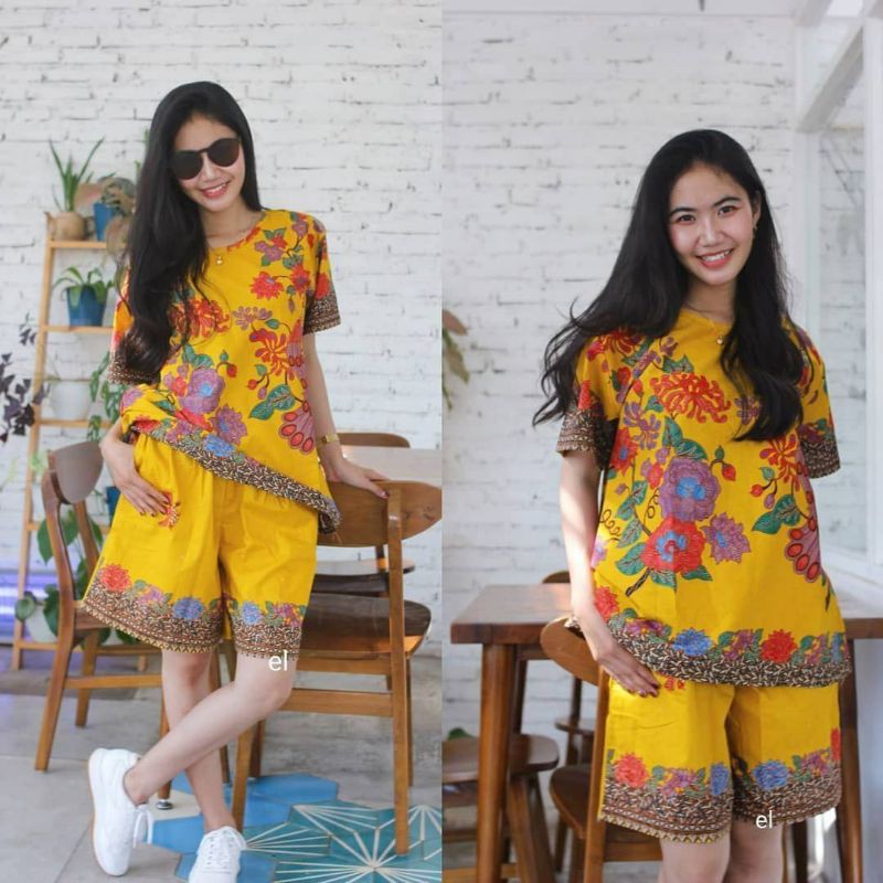 STELAN BATIK ATASAN LENGAN PENDEK &amp; CELANA PENDEK