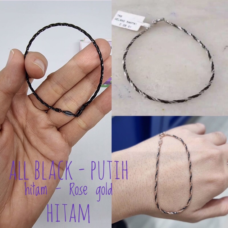 GELANG EMAS ASLI PRO ITALY ( READY ALL BLACK/ ROSE GOLD BLACK/ PUTIH HITAM )