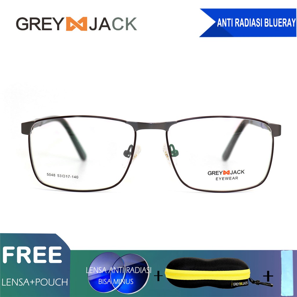 

Grey Jack Frame Kacamata Titanium Metal Fashion Free Lensa anti radiasi Blue Ray, 5048