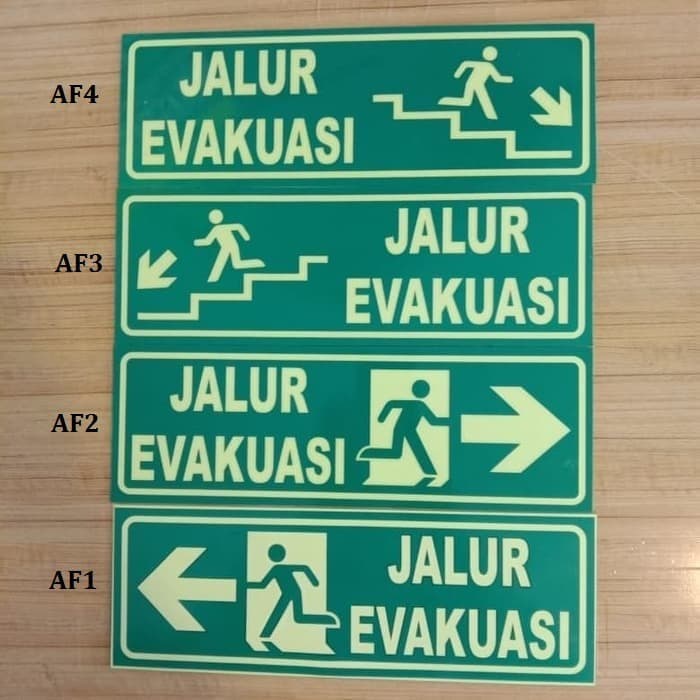 

akrilik sign jalur evakuasi glow in the dark Fosfor uk 30x15cm