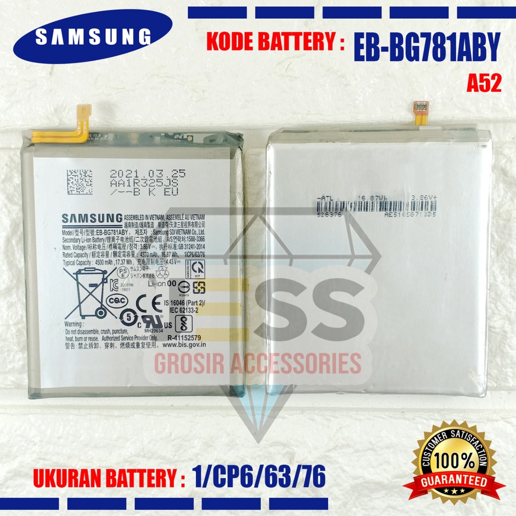 Baterai Original SAMSUNG Galaxy A52 - A525F - A526B - A52S - S20 FE - S20FE - G780F Kode Battery EB-BG781ABY