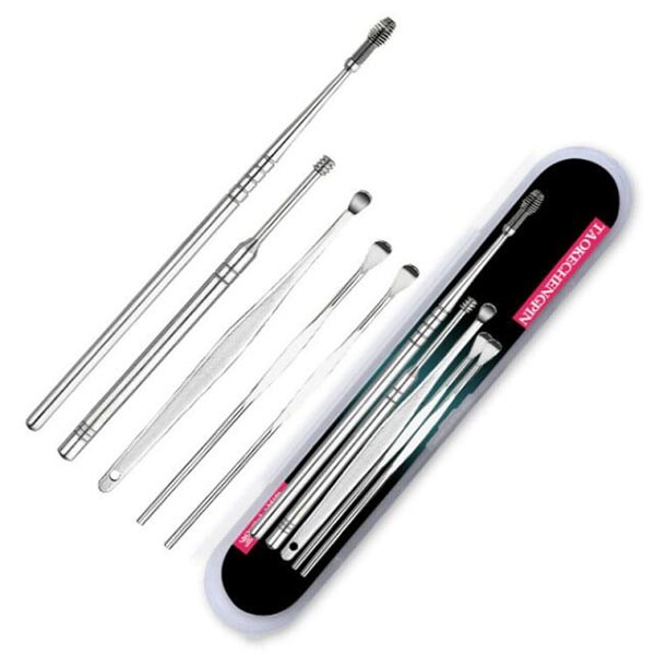 Korek Kuping Stainless Steel Set 5 in 1 / Alat Pembersih Kotoran Telinga / Pembersih Kuping Ear Wax Besi / TS-94