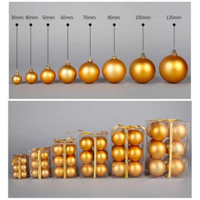 [ 3cm 4cm 5cm 6cm 8cm ] Bola Natal Kecil Besar Jumbo Dekor Natal Murah Bola Merah Emas isi 6 GROSIR Bola Natal Murah