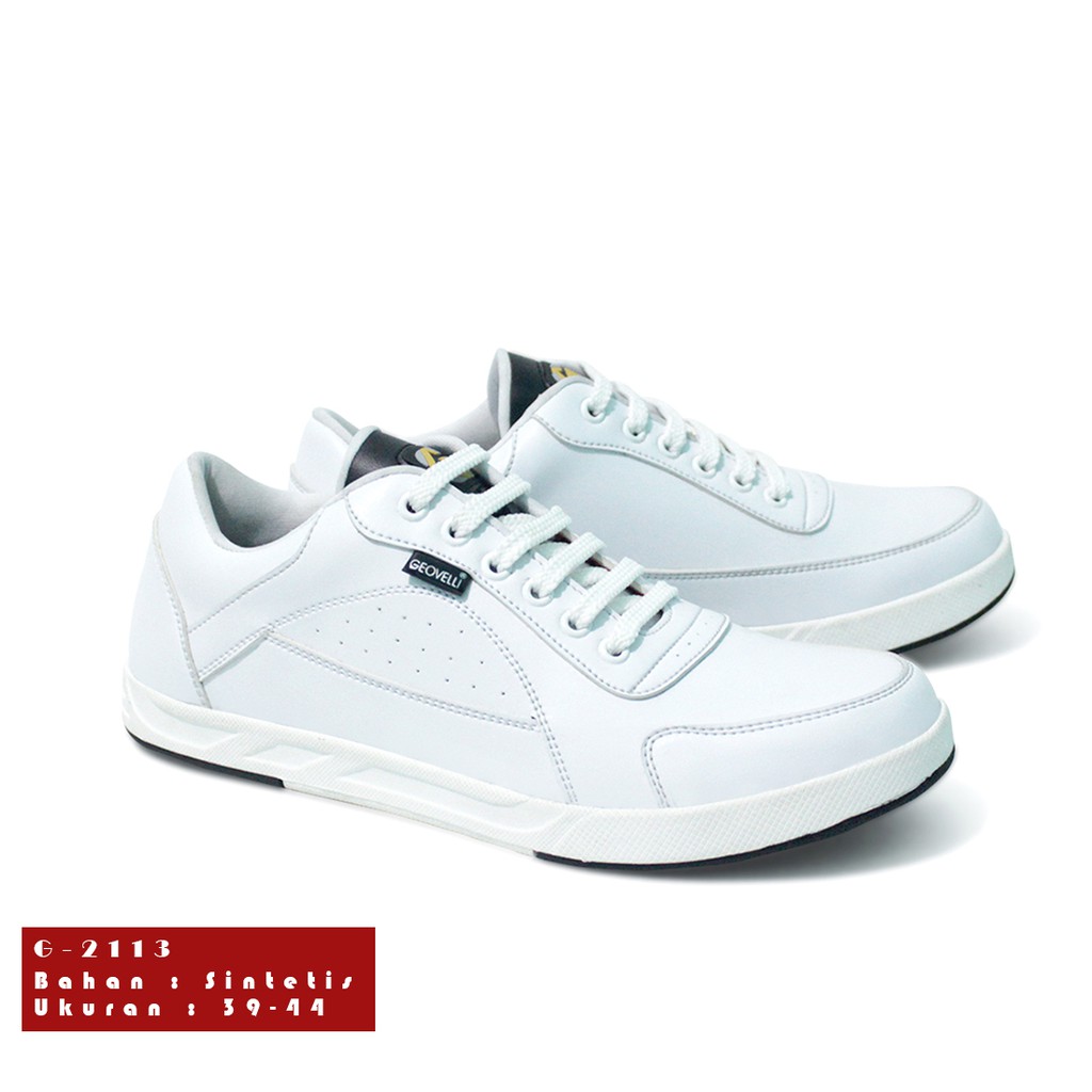 GEOVELLI Ori Sepatu Casual Sneakers Pria Geovelli Pria Full White Sepatu Putih