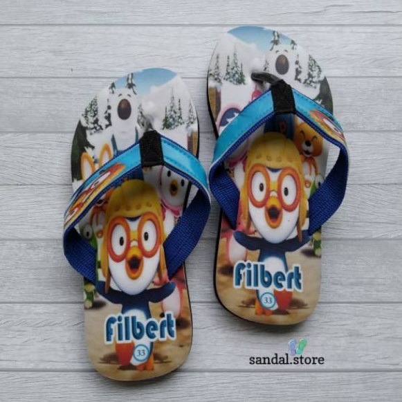 Sandal Custom nama anak/dewasa karakter PORORO FREE Custom suka suka