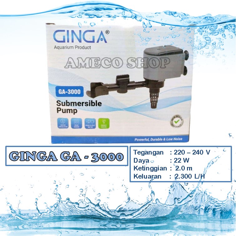 GINGA Power Head Pompa Air Celup Aquarium GA 3000