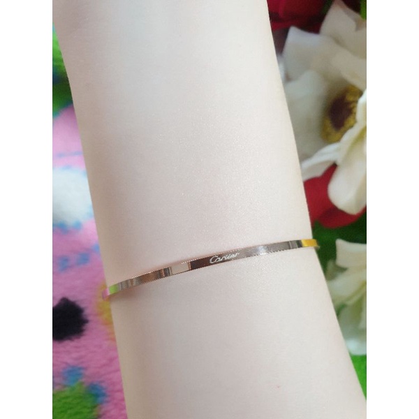 Gelang Titanium Bangle Polos Stainless Steel Zircon Lapis Emas Titanium N29072100