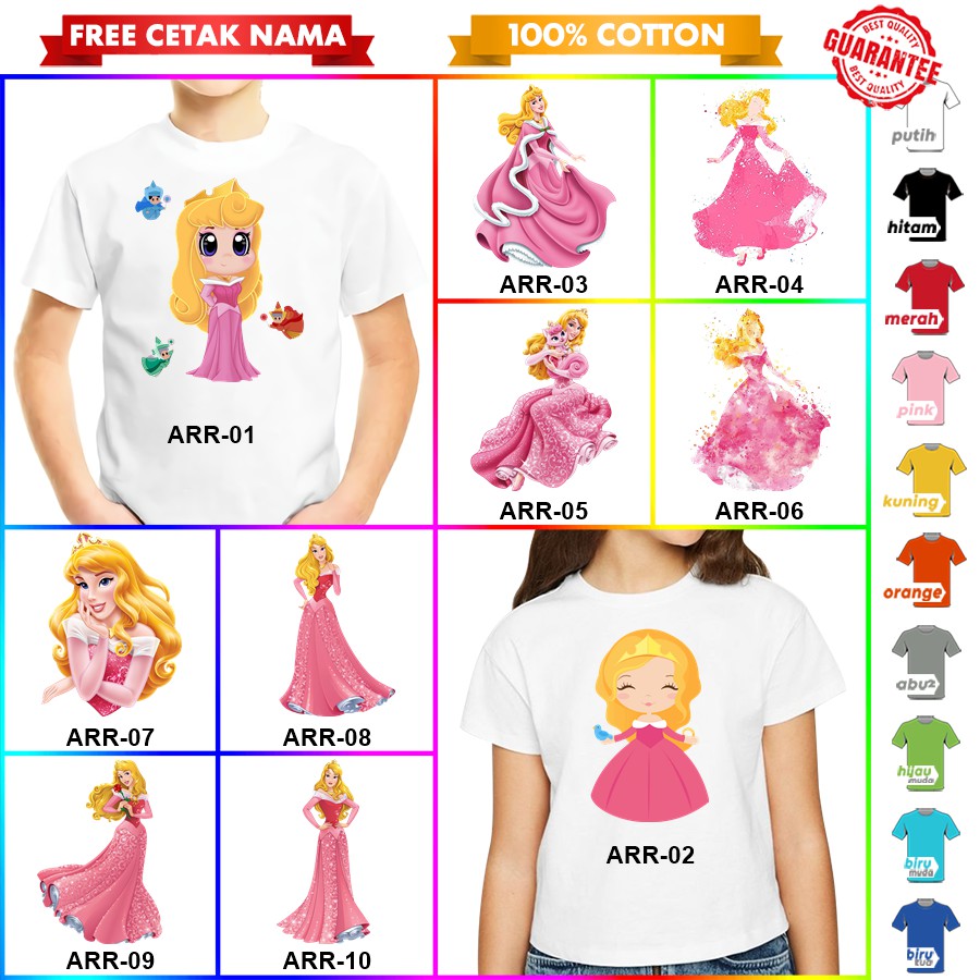 [FREE NAMA!!] Baju Kaos ANAK DAN DEWASA AURORA BANYAK MOTIF