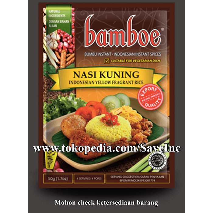 

Instan-Masak-Bumbu- Bamboe Export Nasi Kuning Bumbu Dapur Racikan Instan Siap Pakai -Bumbu-Masak-