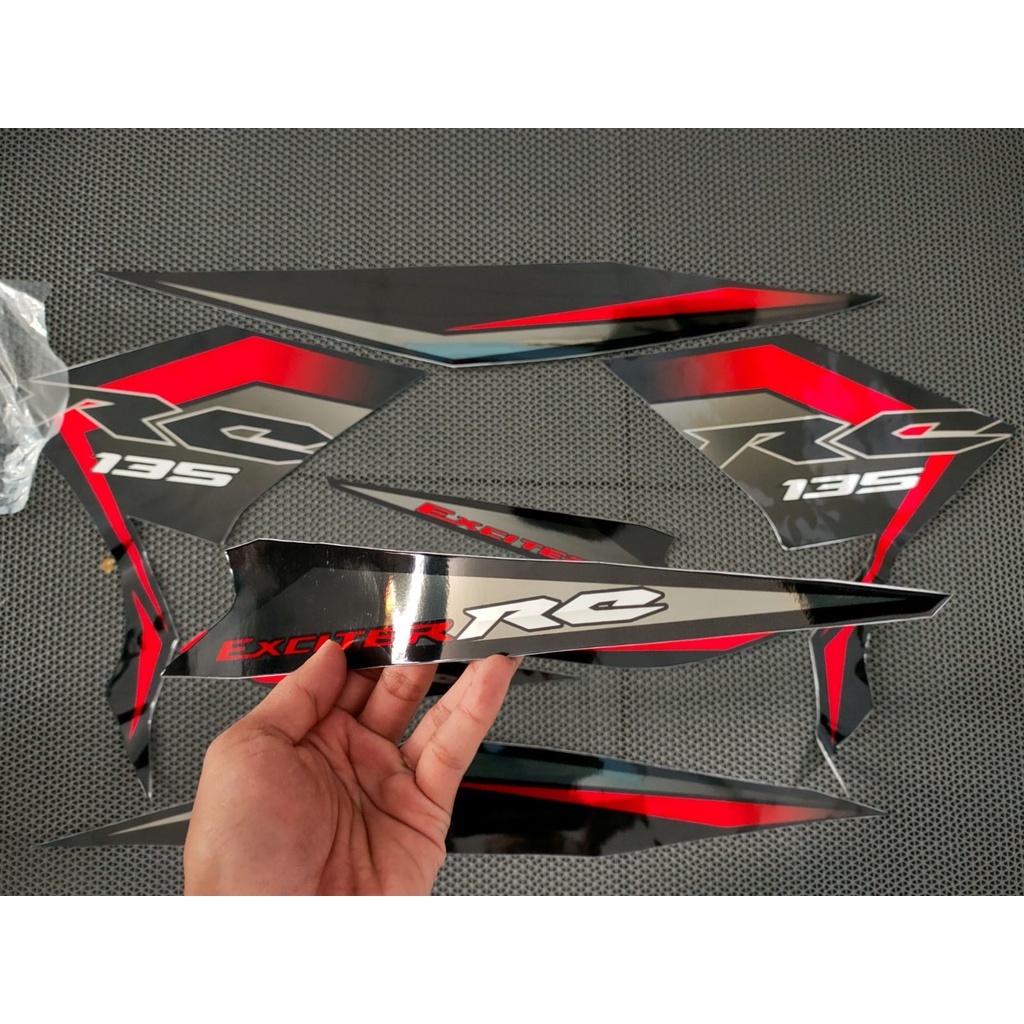 STRIPING COSTUM FULL CHROME MX NEW 135 EXCITER BLACK RED