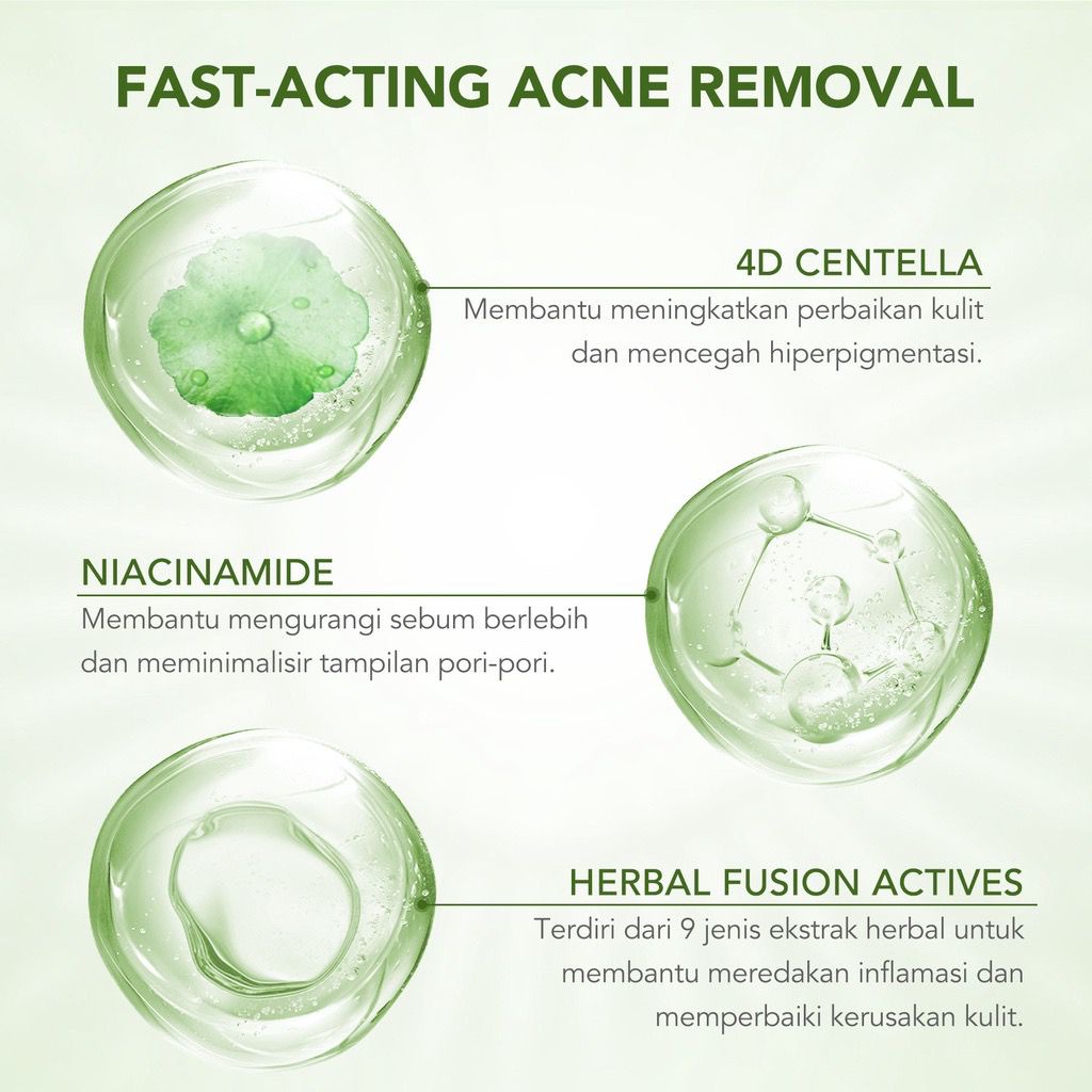 BPOM YOU Acneplus Niacinamide + 4D Centella Rapid Acne Removal Spot Care 15 gr Obat Totol Jerawat Cleanser Facial Wash Toner Serum Moisturizer