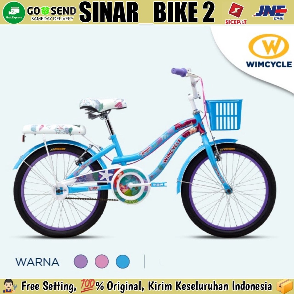 Sepeda Keranjang Anak Perempuan WIMCYCLE YUNA 16,18,&amp; 20 Inch