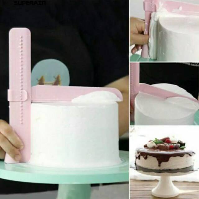 Adjustable scraper skala scrapper smoother cake dekorasi cetakan kue ultah tbk mentega loyang huruf bongkar