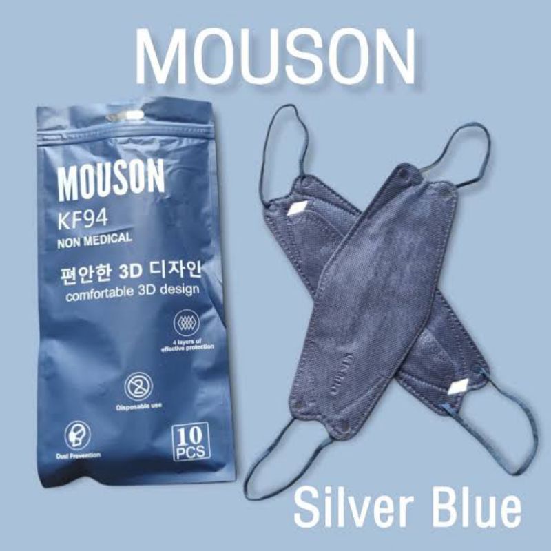 Masker Kf94 Mouson Silver Blue Isi 50 Pcs