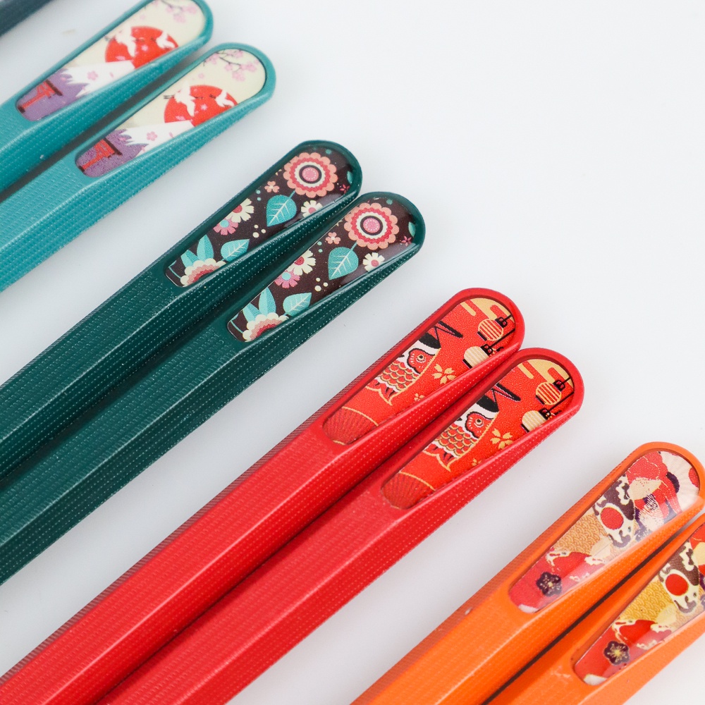 GS8i usemd alat makan sumpit japanese style reusable chopstick 5 pasang - bp02 - multi-color Or-i