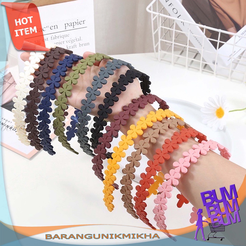 Bando Rambut MODEL BUNGA Loli Fashion Wanita Korea Warna Matte Doff Premium