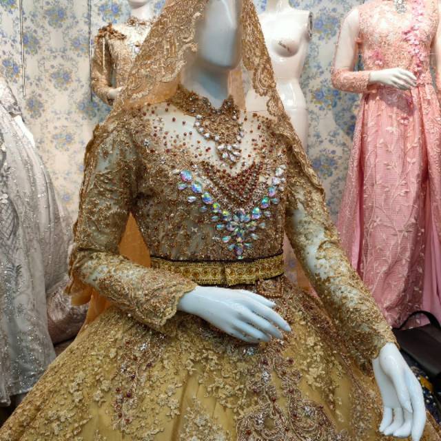 Gaun kebaya pengantin payet Premium bordir motif high quality