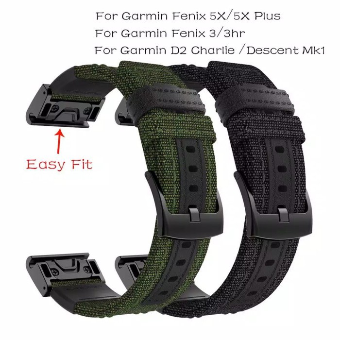 Nylon Woven Garmin Fenix 3 D2 5x 6x 7x strap tali jam band canvas 26MM