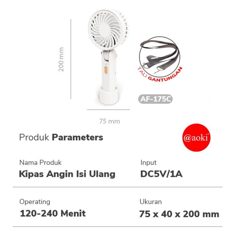 Kipas Angin Mini Portable Aoki USB Charge