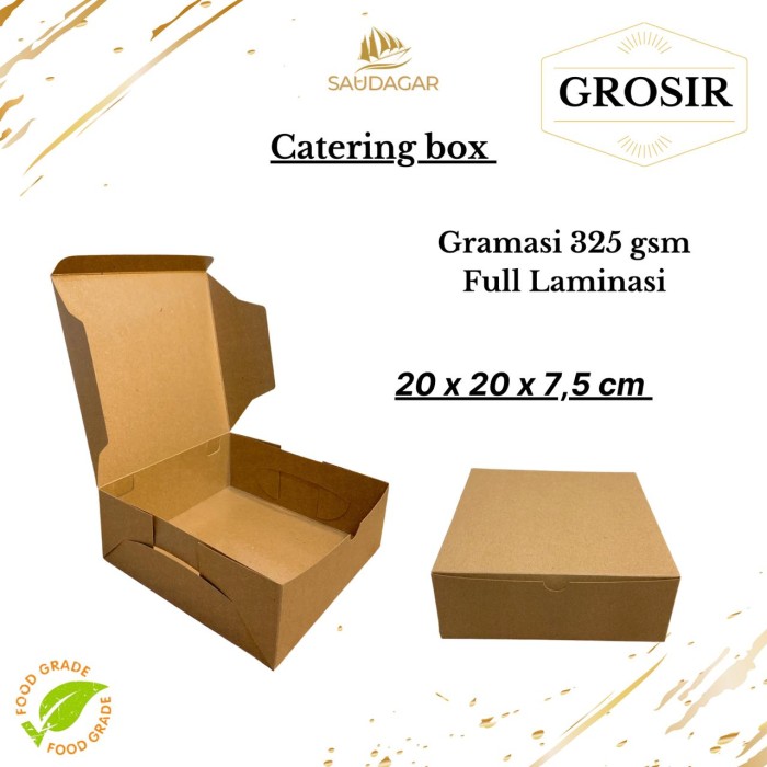 

7uytdrs Dus Kotak Katering Tebal 325 Gsm / Box Kue / Cake / Nasi 20X20X7,5 Cm - Tanpa Laminasi