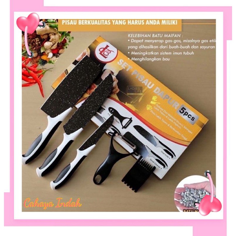 PISAU J13/PISAU 1 SET (5PCS)/PISAU SULTAN/PISAU ANTI LENGKET / Set Pisau Dapur Viral / Set Pisau Dap