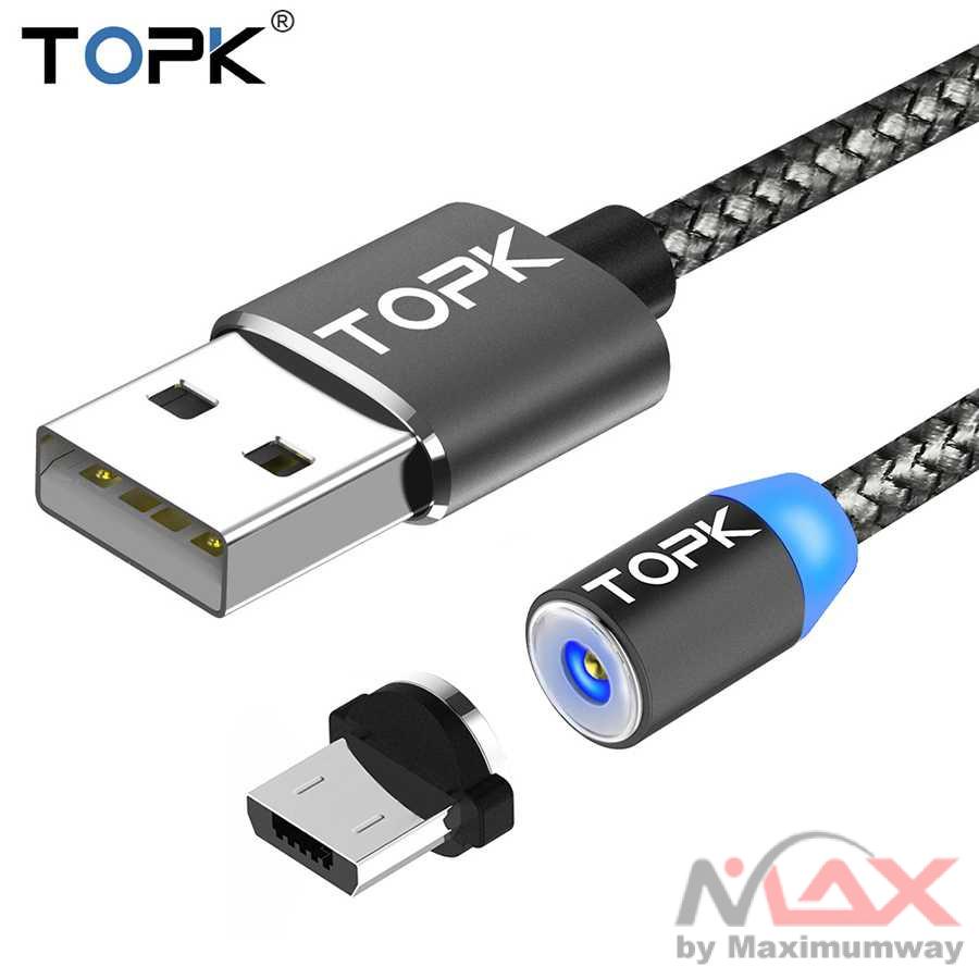 TOPK Kabel Charger Magnetic Micro USB -  CS1711 Panjang Kabel 100 CM Cabel MicroUSB Mudah dilepas pasang tanpa masalah