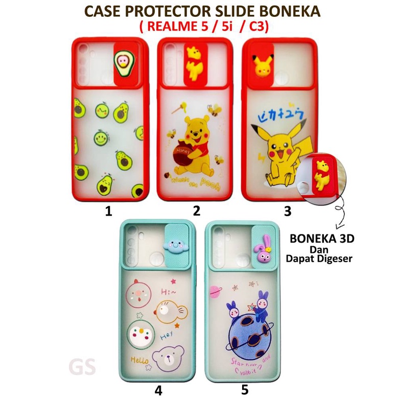 REALME 7 C17 C11 C12 C15 C3 REALME 5 5i  A1K Case  Protector Lensa  Slide Boneka