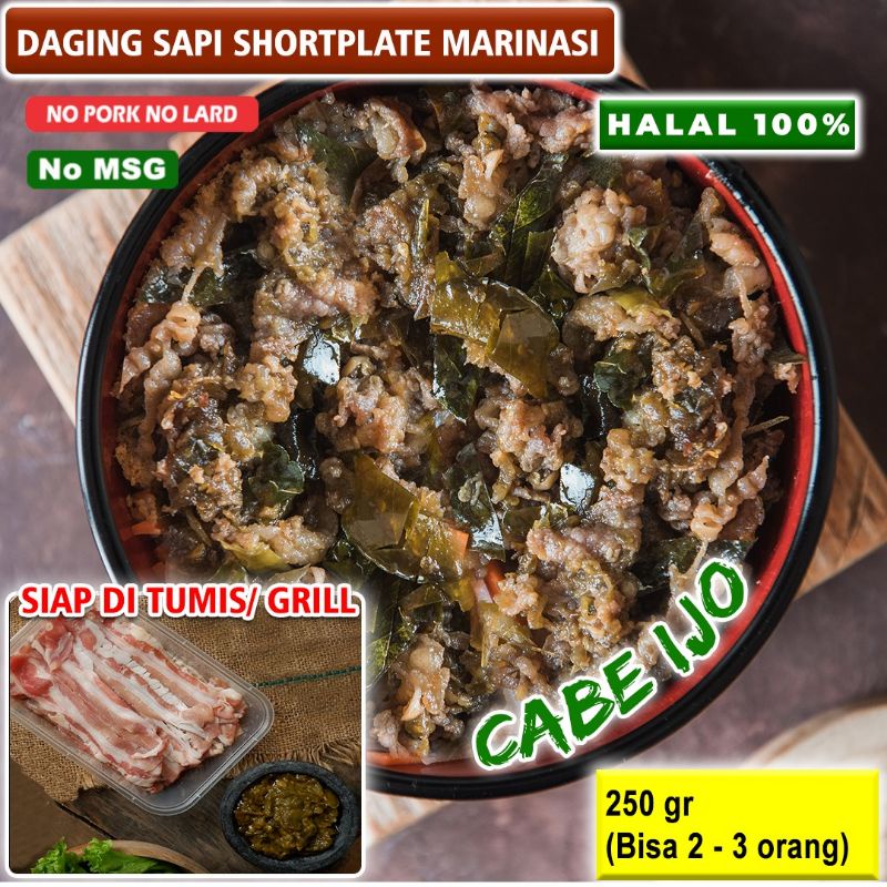 

Daging sapi shortplate / Beef slice shortplate marinasi Cabe ijo