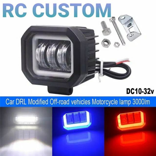 Lampu tembak daymaker cwl 3mata 30watt angel eyes kotak 12v sinar cutoff motor mobil