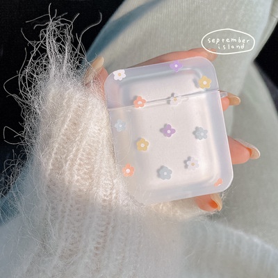 Soft Case Silikon Motif Bunga Semi Transparan Dengan Liontin Untuk Airpods 1 2 3 Pro 3 Bluetooth Earphone