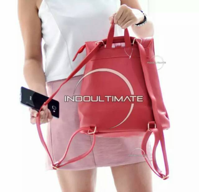 Tas Ransel Wanita YM-266 - Red / Tas Sekolah Anak / Tas Cewek Backpack Korea Import Batam