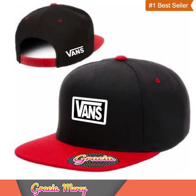 ♛ TERBARU TOPI PRIA DEWASA♛ TOPI VANS SNAPBACK HITAM MERAH - BASEBALL PRIA -VN1 MURAH