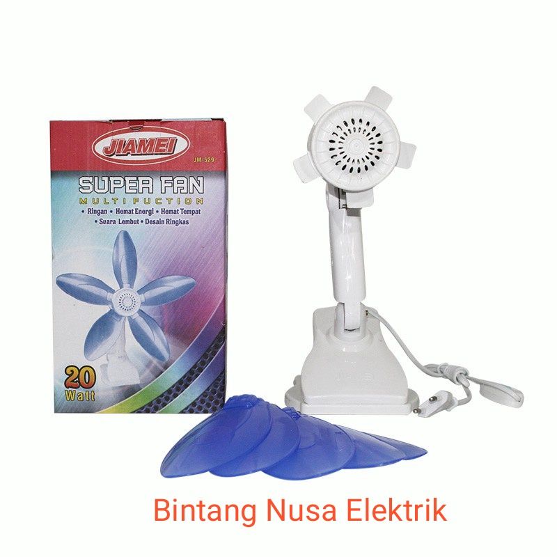 Jiamei JM-529 Super Fan/Mini Fan Japit/Mini Fan Jepit/Mini Fan Tembok/Mini Fan Duduk/Mini Clip Fan/Mini Wall Fan/Mini Desk Fan 20 Watt