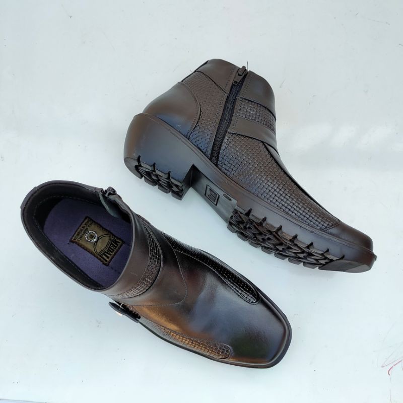 MANDIENS K183FT - Sepatu Boots Kulit Asli Medali - Sepatu Kulit Pdh Tni Polri Jenggel Gaya Koboi