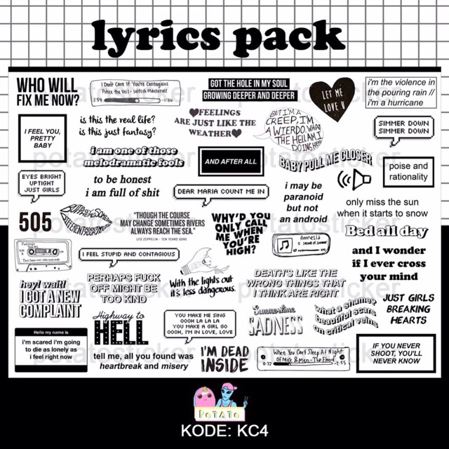 

lyrics pack - sticker tumblr