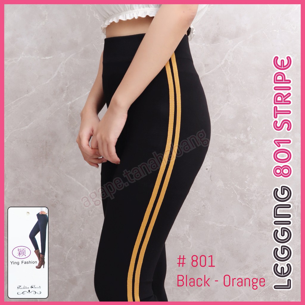 Legging 801 STRIPE Warna / Legging import wanita / Legging Stripe 801 Black Series