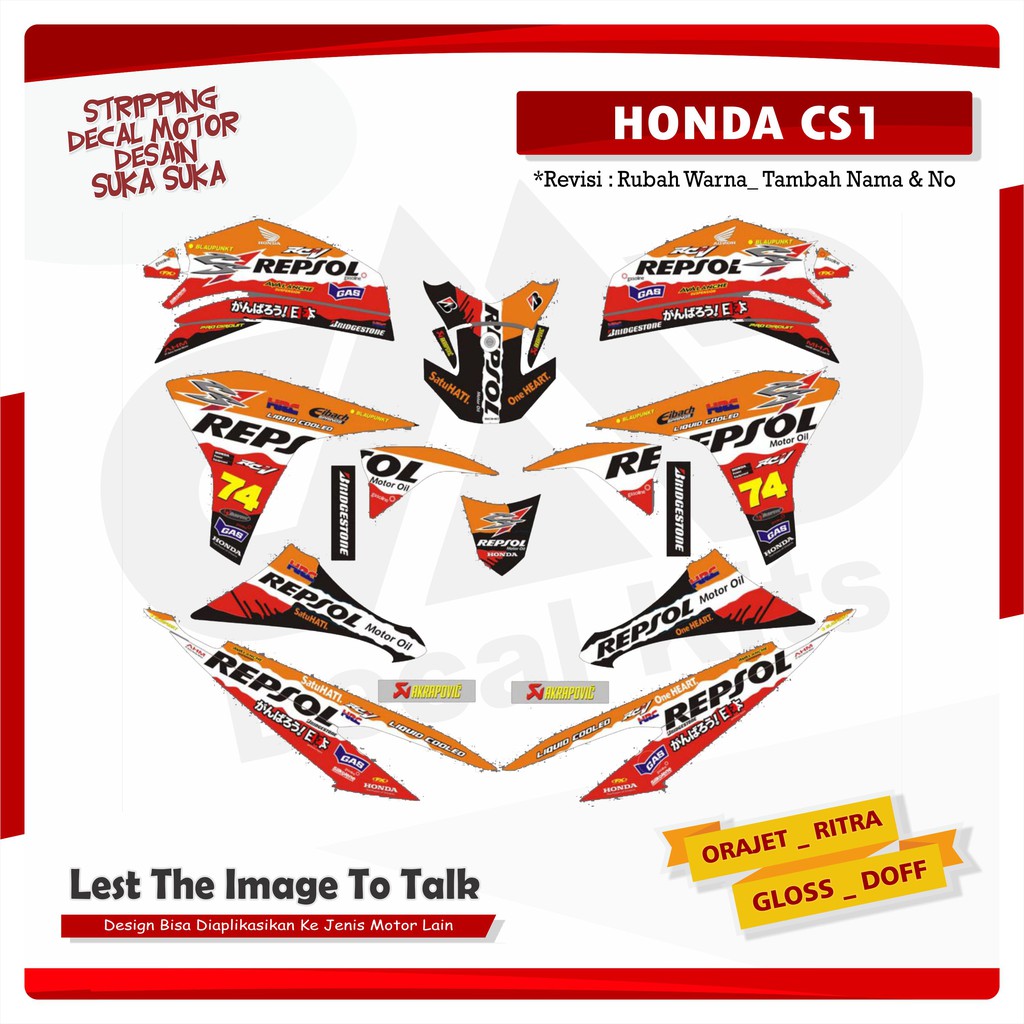 Sticker decal Honda CS1 stiker striping CS1 Decal Stiker Cs1 REPSOL (COD)