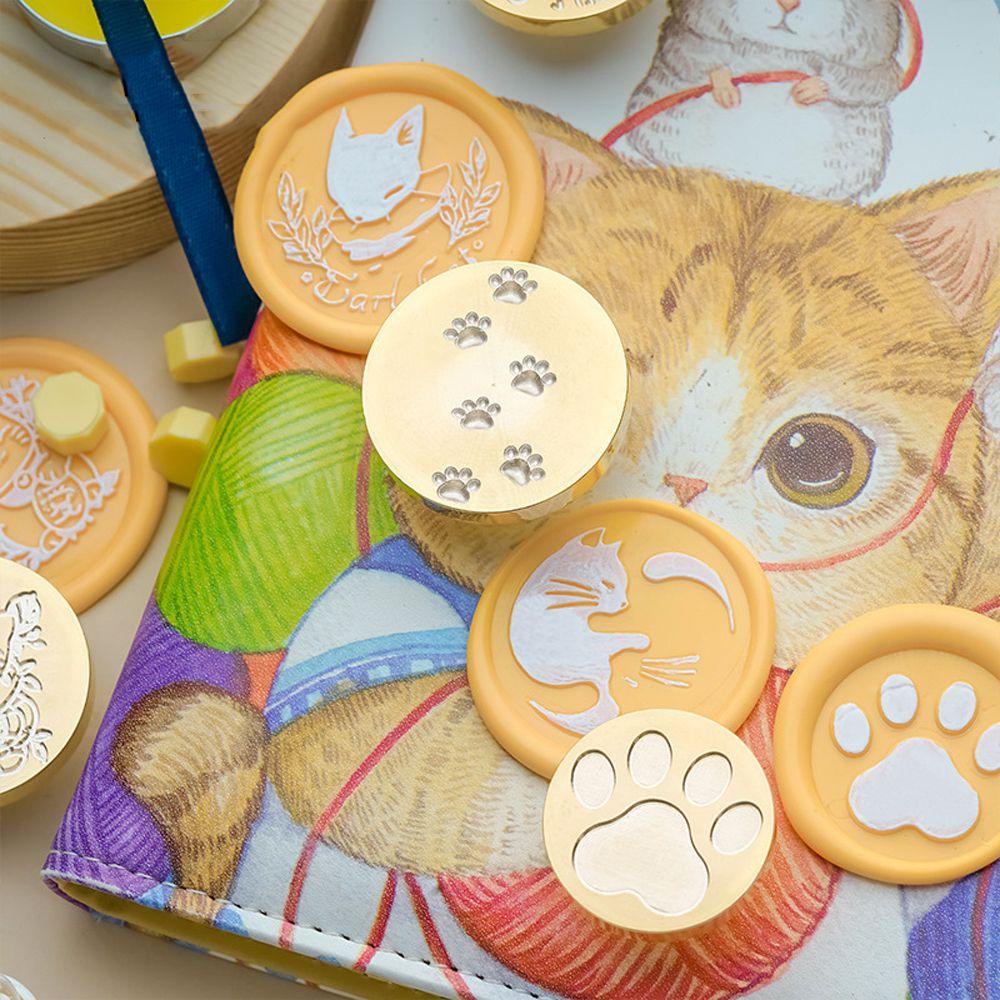 Mxbeauty Cat Sealing Wax Stamp Lucu Kartun Kartu Hadiah Pernikahan Dekorasi Amplop Kepala Tembaga Wax Seal