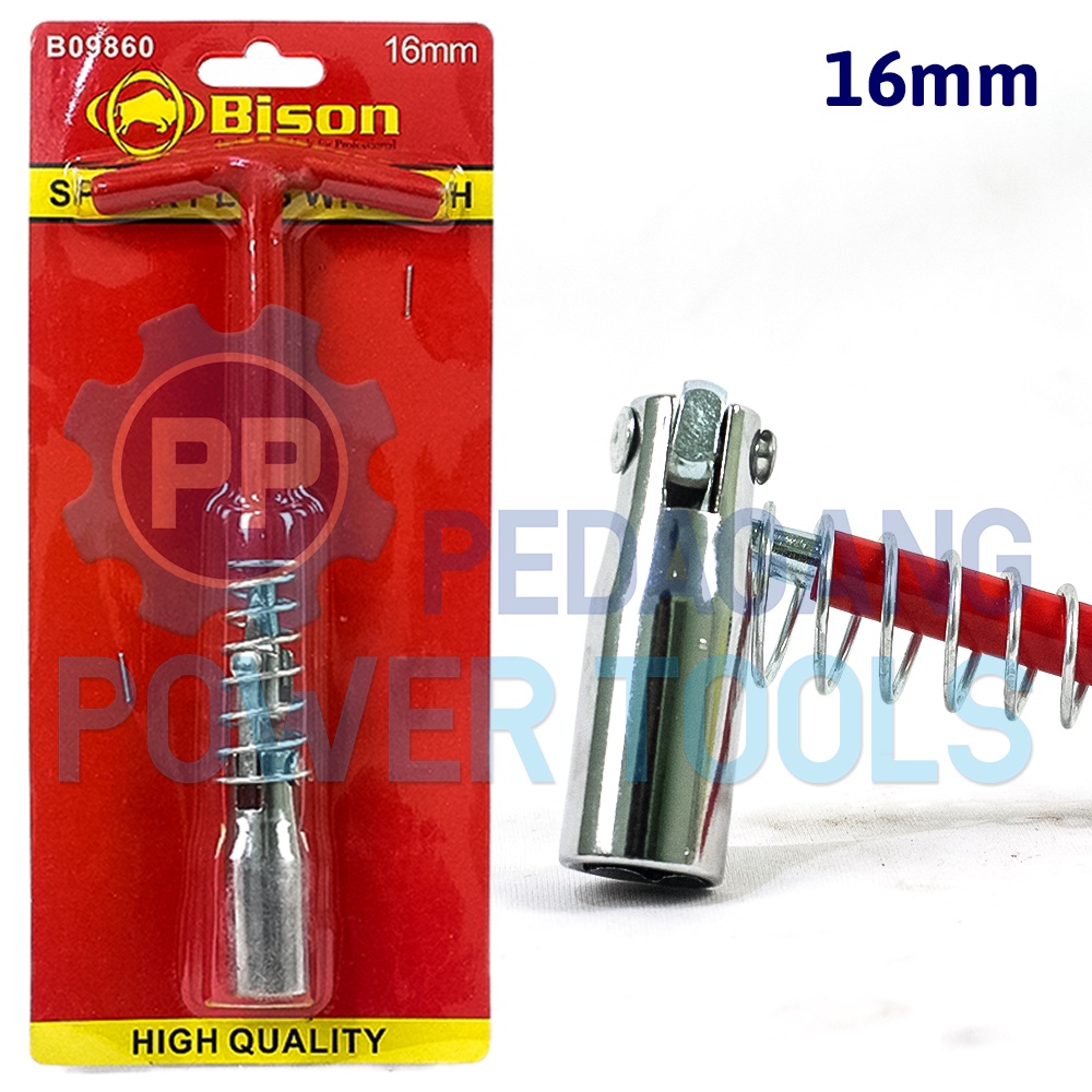 BISON 16 MM KUNCI BUSI SOK T FLEXIBLE SPARK PLUG WRENCH MOTOR MOBIL