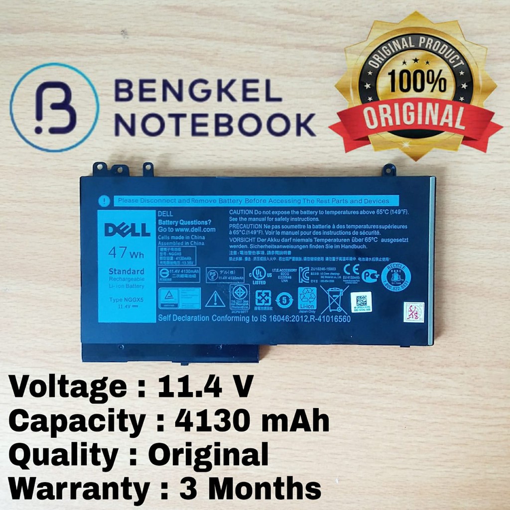 Baterai Dell E5270 E5470 NGGX5 47WH Original