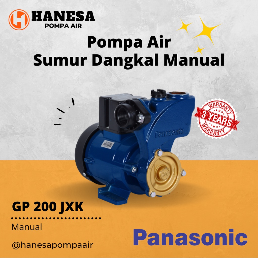 Pompa Air Panasonic GP 200 JXK 200W – Pompa Sumur Dangkal Non Otomatis, Hemat Energi