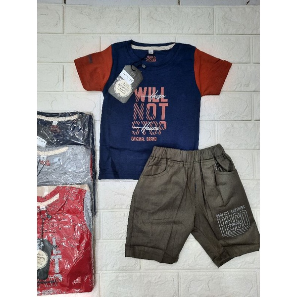 setelan hugo kids anak cowok motif random