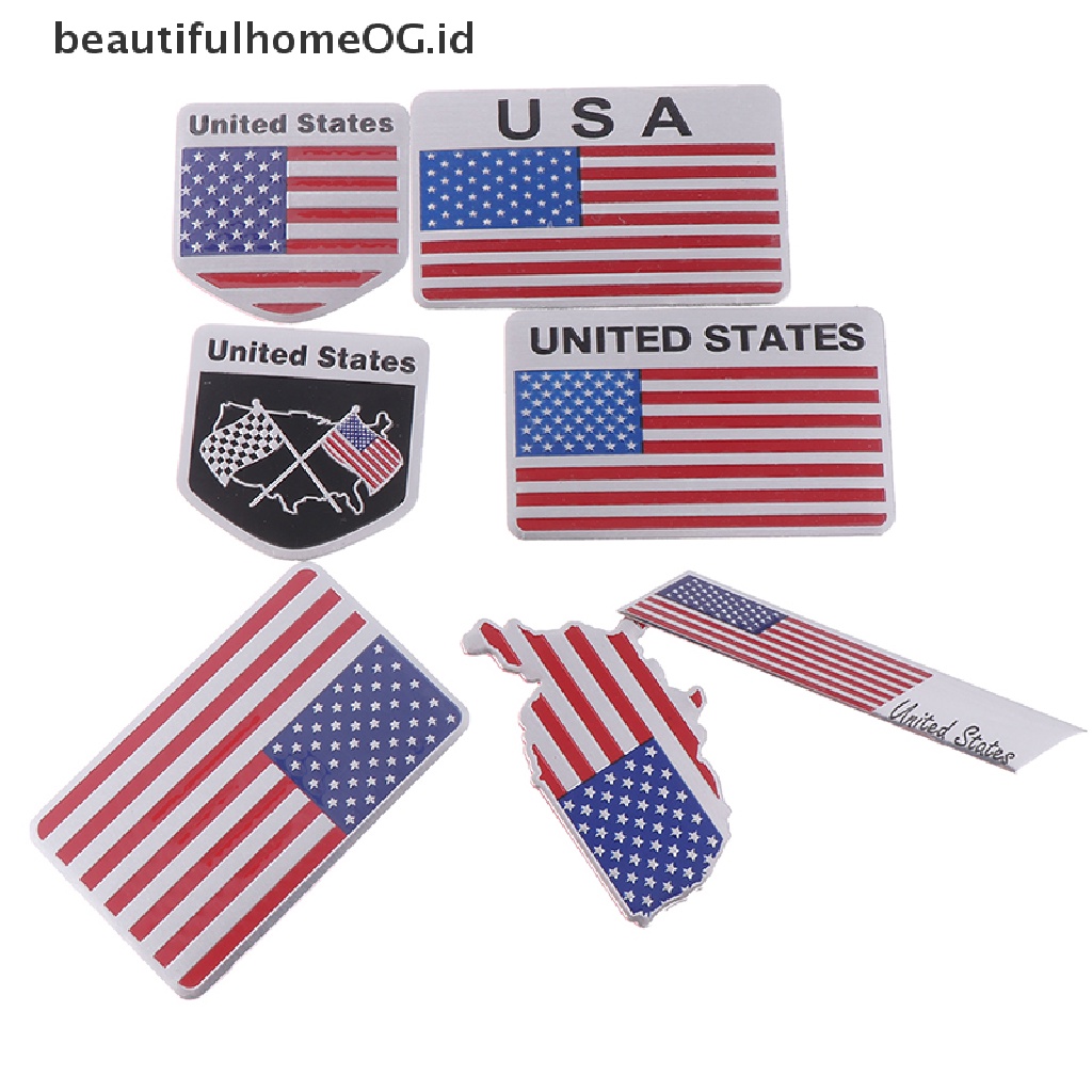 1pc Stiker Emblem / Badge Motif Bendera Amerika Bahan Alloy Untuk Mobil / Motor