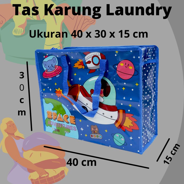 Tas LAUNDRY Tas Karung Belanja Besar Jumbo - Tas Londry Kain Terpal Jumbo - Tas Belanja Lipat