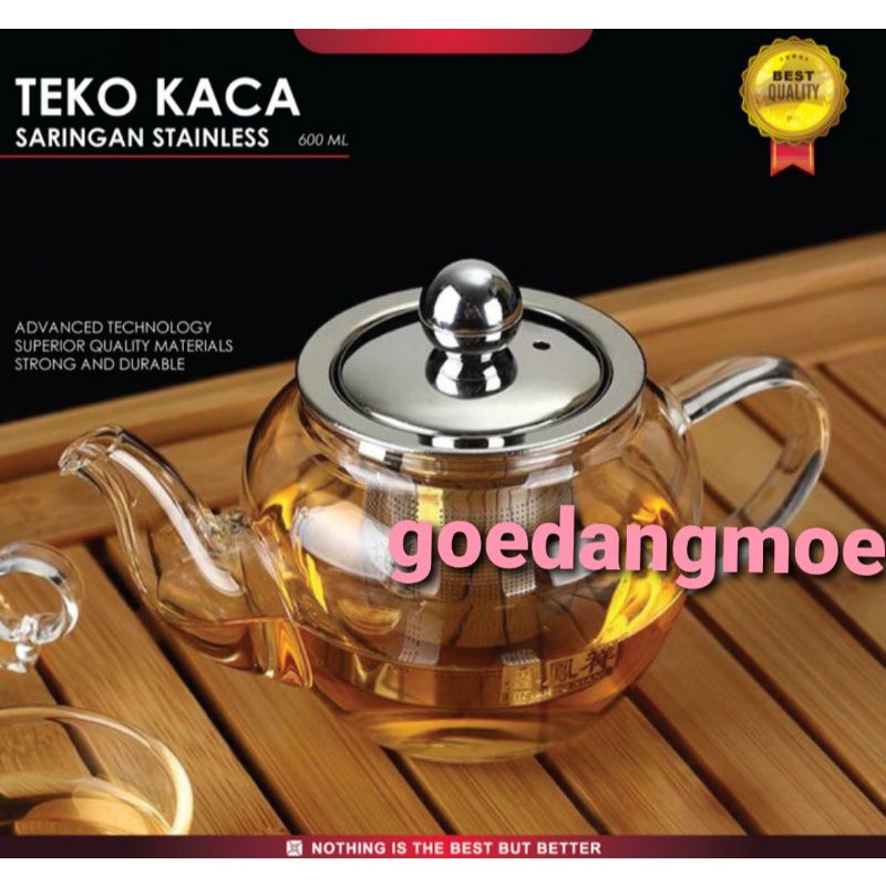 SUBRON Teapot Teko teh kaca saringan baron tinggi teko kaca 600ml