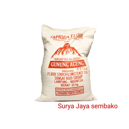 

Sagu Cap Gunung Agung |Sagu Gunung Agung | Tapioca Flour | 1 karung isi 25KG