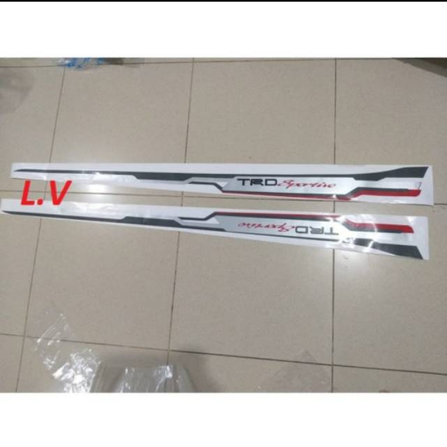 Stiker body samping TRD Sportivo A.N Yaris Agya Rush Calya Sigra Avanza Xenia Innova Etios Sirion  Camry hitam silver Putih